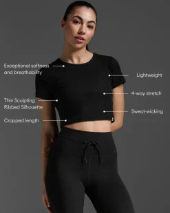 Fluid Ribbed Crop Tee