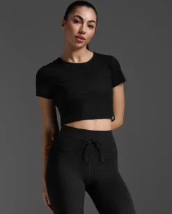 Fluid Ribbed Crop Tee